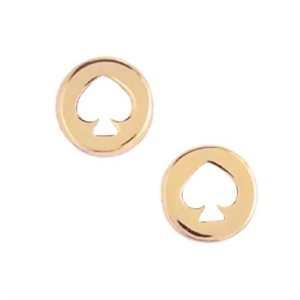 KATE SPADE NWT Gold White Spot The Spade Studs - Picture 3 of 5